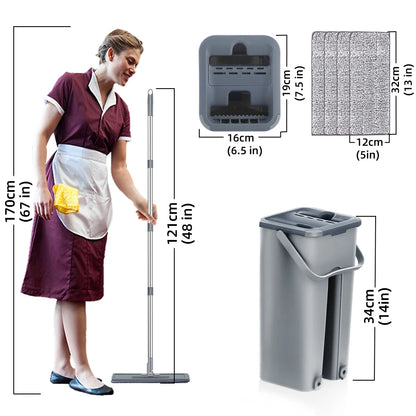 Hands-Free Mop and Bucket Set for Hard Floors